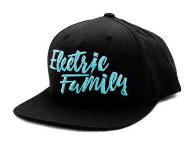 Electric Family – Chisel Script Snapbacks accessory apparel design embroidery hat illustration illustrator snapback typography