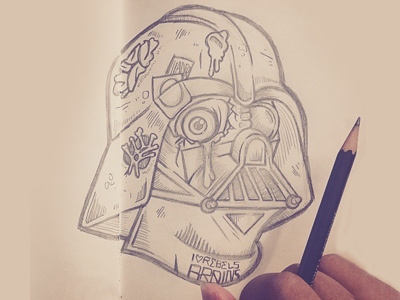Undead Lord Vader - WIP darth vader illustration illustrator pencil sketch star wars wip