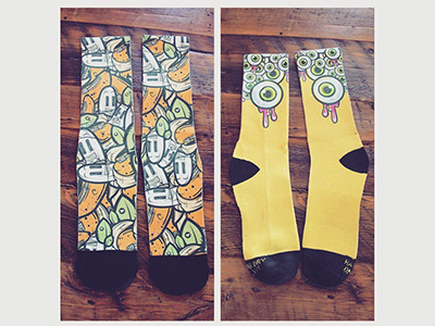 RevengeLover Socks apparel bananas eyeballs fashion illustration illustrator socks subliminations vector