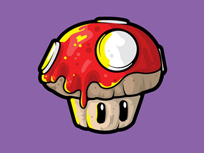 1-Up Cupcake illusrtator illustration mario mushroom super mario bros sweets vector