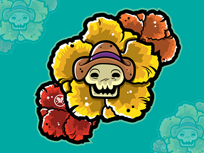 Skullflower aloha flower hibiscus illustration illustrator skull