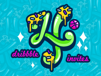 4 dribbble Invites 4 dribbble handlettering illustration illustrator number typography vector