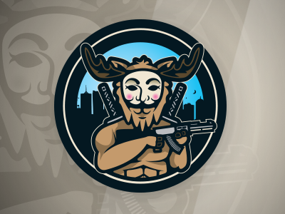Anonymoose Mascot anon esports guns illustration illustrator logo mascot moose swords vector