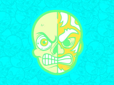 Wrestler eyeball illustration illustrator neon skull vector wrestling
