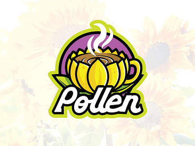 Pollen cafe cappuccino coffee illustration illustrator logo mascot sunflower vector