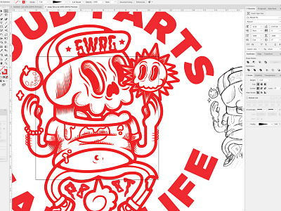 Loud Farts, Happy Life WIP fart illustration illustrator linework moon sun swag vector