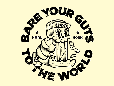 Bare Your Guts to the World gross illustration illustrator skull typography vomit
