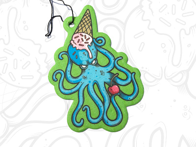 HMNIM – Ice Cream Air Freshener cephalopod cherry ice cream illustration illustrator octopus vector