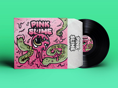 Pink Slime - Album Cover drips eyeball handlettering illustration illustrator music typography vector vinyl
