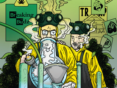 Breaking Budz – Walter & Jesse bong breaking bad dabs illustration illustrator jesse pinkman marijuana stoners vector walter white