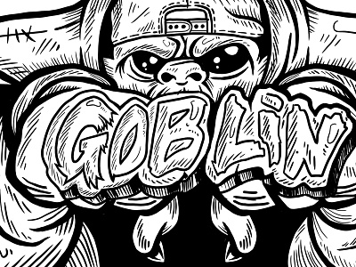 Goblin – Album Art Sketch black and white goblin handlettering illustration illustrator lines vector