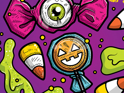 Trick or Treat – WIP candy eyeball halloween illustration illustrator pumpkin sweet slime vector