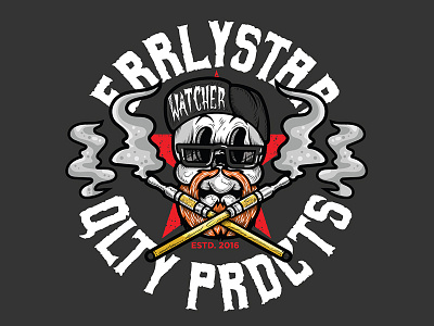 ErrlyStar Qlty Prdcts – Watcher 420 badge carts dabs illustration illustrator marijuana skull smoke type vector