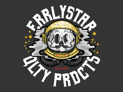 ErrlyStar Qlty Prdcts – D Wreck 420 badge carts dabs illustration illustrator marijuana skull smoke space type