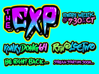 The EXP - Twitch Stream Titles handlettering illustration illustrator neon twitch vector