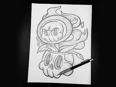 Fireflower – Sketch california fire fireflower illustration illustrator mario bros sketch skull