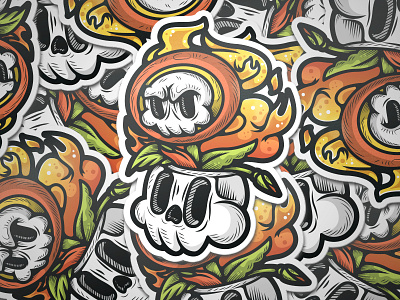 Fireflower – Sticker fire flower illustration illustrator skull sticker toon vector