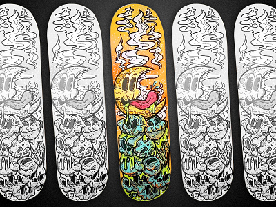 Goodnight Moon – Deck acrylic bones deck illustration illustrator montana pen moon painting skateboard skull smoke