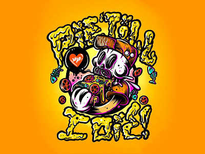 Pie 'Till I Die anchovies illustration illustrator ipad art mustache pizza skull tomato za