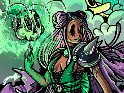 Black Magick black girl braids illustration illustrator ipad art necromancer procreate app