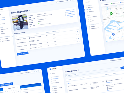 Service for managing charging stations for electric cars blue charts dashboard minimalism tables ui ux