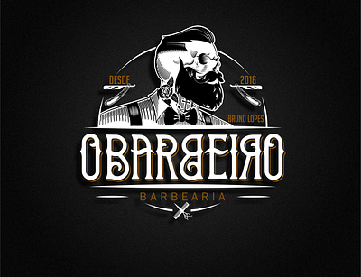 O BARBEIRO logtipo barbaer shop branding illustration logo barber logotipo logotype design