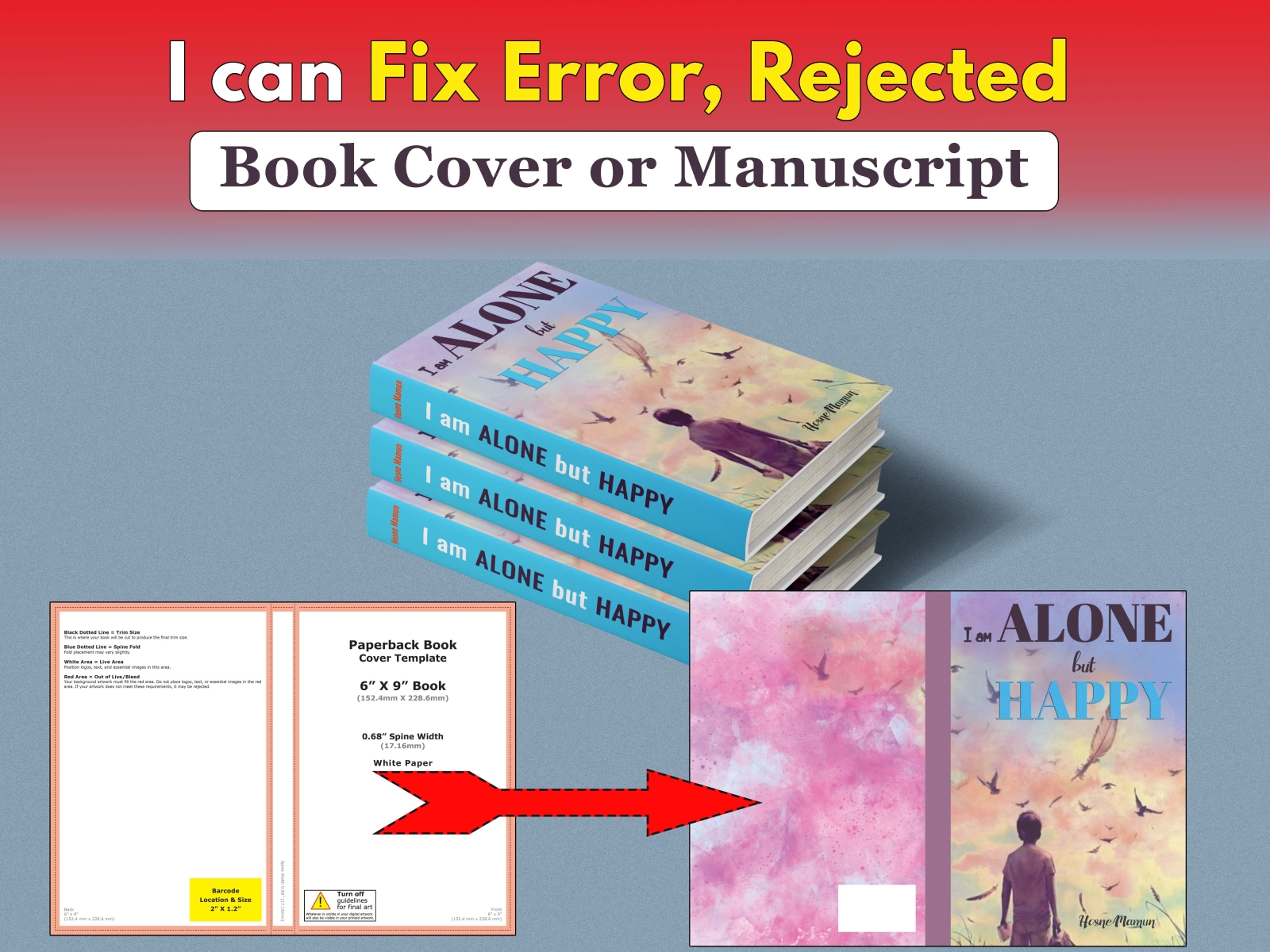 I will Fix any error Rejected book Cover or manuscript amazon kindle book cover book cover design book covers design ebook cover illustration kdp cover kindle cover paperback cover