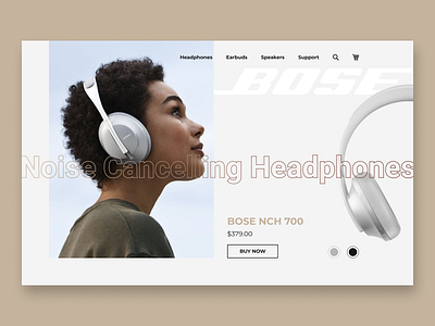Bose headphones page. aesthetic bose branding clean conception design flat headphones minimalism page product ui ux web webpage