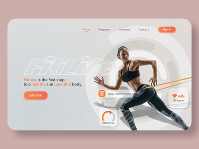 FitLife page. branding design fitness health home page landing product sport sport life training ui ux web web design web page website