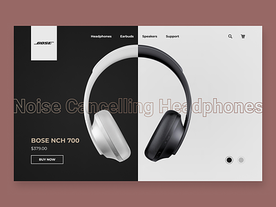 Bose headphones page. bose branding design flat headphones landing page product ui ux web webdesign webpage website design
