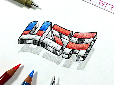 USA Levitating Letters drawing hand lettering illustration lettering