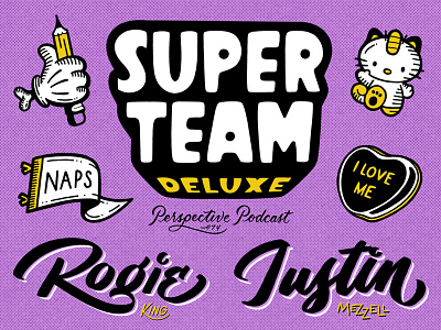 Super Team Deluxe Tribute branding design designc hand lettering lettering podcast procreate sketch