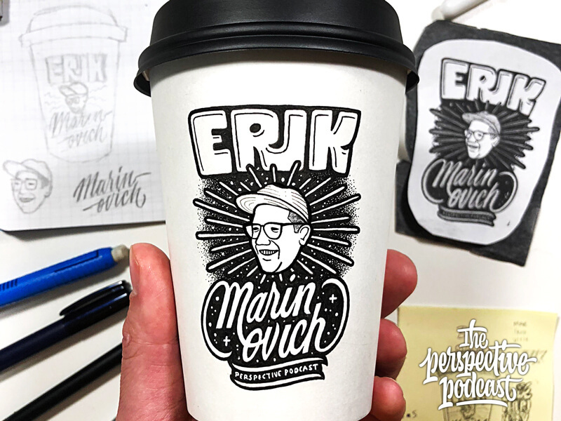 Erik Marinovich Coffee Cup Art by Scotty Russell on Dribbble