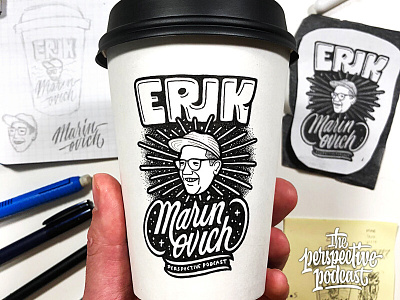 Erik Marinovich Coffee Cup Art art design hand lettering illustration lettering podcast procreate