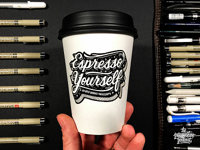 Espresso Yourself Coffee Cup Drawing art design hand lettering handdrawn illustration lettering podcast typography