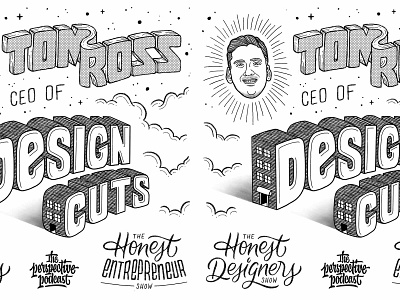 Tom Ross Design Cuts Flash Sheet Perspective Podcast Art art design drawing hand lettering handdrawn illustration lettering podcast procreate typography