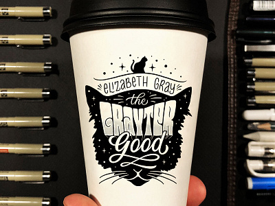 Coffee Cat @TheGrayterGood Lettering Illustration Podcast Art art design drawing hand lettering handdrawn illustration lettering podcast procreate typography