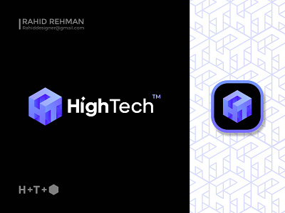 High Tech Modern creative lettermark logo, H+T+Blockchain.