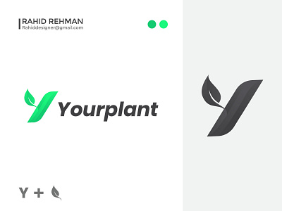 YourPlant Modern creative lettermark logo, App icon, Y + Leaf.