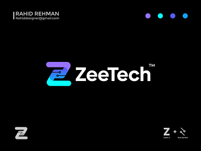 ZeeTech "Z+Tech" Creative lettermark logo. a b c d e f g h i j k l m n business logo creative logo icon lettermark logo design logodesigns logotype mark minimalist logo modern logo monogram negative space o p q r s t u v w x y z sketch symbol tech logo technology logo vector z logo