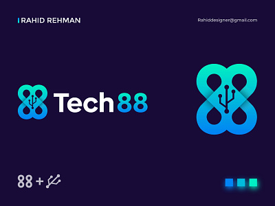 Tech infinity 88 logo ( Tech + 88 + Infinity ) Creative logomark