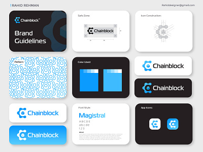 Brand Style Guide for Chainblock. brand agency brand book brand guide brand guidelines brand identity brand style branding branding book design chainblock color palette guide lines guidelines icon identity logo grid mark styleguide typography vector visual identity