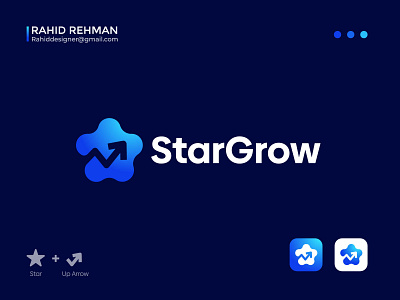 Star Grow Logo ( Star + Up arrow ) Creative logomark. brand creative logo creativelogo design grow logo icon lettermark logo logo design logo design trends 2022 logotype mark modern logo monogram star logo symbol tech logo technology logo vector visual identity