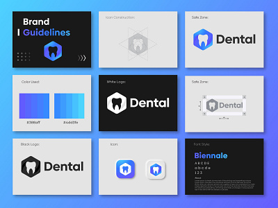 Dental - Brand Guidelines brand book brand guide brand guide identity brand guideline brand guidelines brand identity brand manual brandbook branding project color palette color shapes company style guide dental brand guidelines digital brand book final brand identity guidelines logo mark construction logodesign style guide visual identity