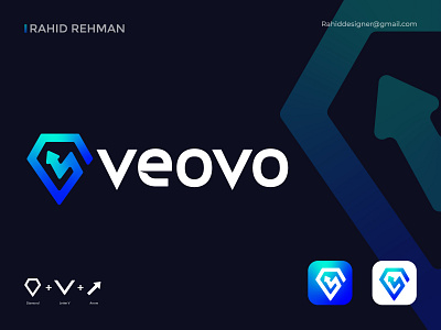 Veovo - ( V + Diamond + Arrow ) Business Logo