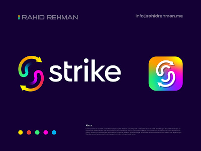 Strike - Marketing company logo arrow logo company logo creative logo design icon illustration logo logotype marketing logo minimalist logo modern logo monogram rainbow logo s arrow logo s letter logo s logo symbol tech logo technology logo vector