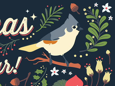 Holiday Card Titmouse birds card christmas greeting holiday new years