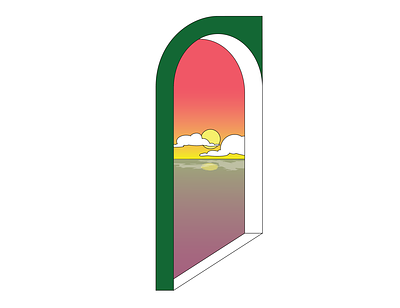 gazing arch arch clouds gradient isometric sunset window