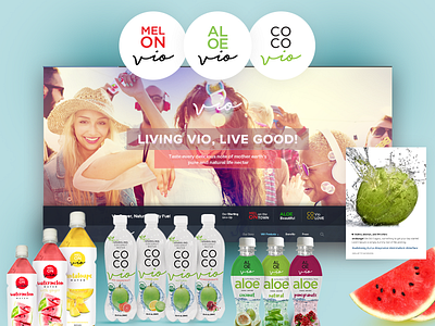 Vio Drinks aloe vio coco vio drinks melon vio natural life nector vio visual design website