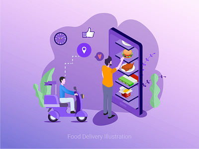 Food Delivery Illustration @application app design food illustration design mobile online order service ui